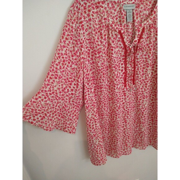 Catherine's flared sleeve Tassel Top 2x Pink Boho Beachy Cottage Core Feminine - Picture 3 of 8